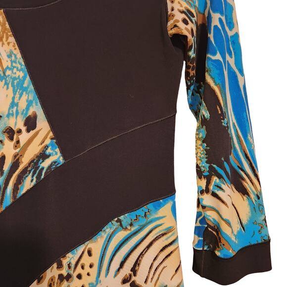 Eva Varro Asymmetrical Tunic Top, Artsy, Abstract Blouse, 3/4 Sleeve, sz Small - Picture 7 of 10